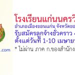 โรงเรียนแก่นนครวิทยาลัย รับสมัครลูกจ้างชั่วคราว 4 อัตรา