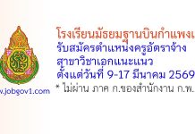 โรงเรียนมัธยมฐานบินกำแพงแสน รับสมัครครูอัตราจ้าง สาขาวิชาเอกแนะแนว