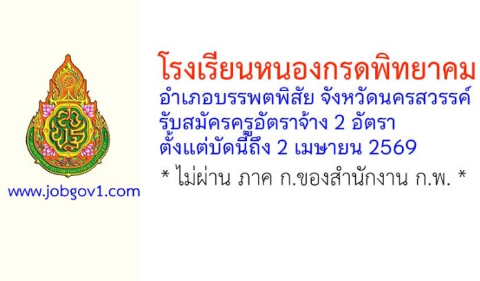 โรงเรียนหนองกรดพิทยาคม รับสมัครครูอัตราจ้าง 2 อัตรา