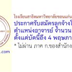 โรงเรียนสาธิตมหาวิทยาลัยขอนแก่น ฝ่ายนานาชาติ รับสมัครลูกจ้างโครงการ ตำแหน่งอาจารย์ 7 อัตรา