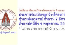 โรงเรียนสาธิตมหาวิทยาลัยขอนแก่น ฝ่ายนานาชาติ รับสมัครลูกจ้างโครงการ ตำแหน่งอาจารย์ 7 อัตรา