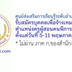 ศูนย์ส่งเสริมการเรียนรู้ระดับอำเภอราชสาส์น รับสมัครบุคคลเพื่อจ้างเหมาบริการ ตำแหน่งครูผู้สอนคนพิการ
