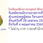 โรงเรียนเฉลียวภาวนานุสรณ์ (ศึกษาพิเศษชลบุรี) รับสมัครพนักงานราชการทั่วไป ตำแหน่งครูผู้สอน วิชาเอกทั่วไป