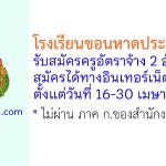 โรงเรียนขอนหาดประชาสรรค์ รับสมัครครูอัตราจ้าง 2 อัตรา
