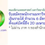 คณะสัตวแพทยศาสตร์ มหาวิทยาลัยเกษตรศาสตร์ รับสมัครพนักงานมหาวิทยาลัยเงินรายได้ 6 อัตรา