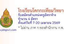 โรงเรียนโคกกะเทียมวิทยาลัย รับสมัครตำแหน่งครูอัตราจ้าง 4 อัตรา