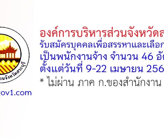 องค์การบริหารส่วนจังหวัดสระบุรี รับสมัครบุคคลเพื่อสรรหาและเลือกสรรเป็นพนักงานจ้าง 46 อัตรา