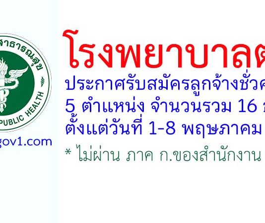 โรงพยาบาลตรัง รับสมัครลูกจ้างชั่วคราว 16 อัตรา