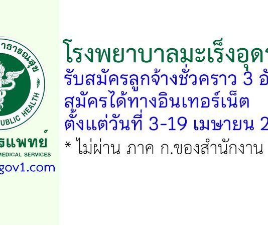 โรงพยาบาลมะเร็งอุดรธานี รับสมัครลูกจ้างชั่วคราว 3 อัตรา