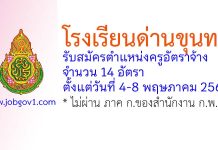 โรงเรียนด่านขุนทด รับสมัครตำแหน่งครูอัตราจ้าง 14 อัตรา