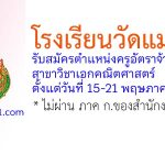 โรงเรียนวัดแม่เปียะ รับสมัครตำแหน่งครูอัตราจ้าง วิชาเอกคณิตศาสตร์