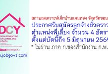 สถานสงเคราะห์เด็กบ้านแคนทอง จังหวัดขอนแก่น รับสมัครลูกจ้างชั่วคราว ตำแหน่งพี่เลี้ยง จำนวน 4 อัตรา