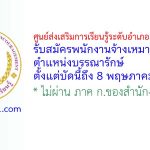 ศูนย์ส่งเสริมการเรียนรู้ระดับอำเภอเมืองเชียงใหม่ รับสมัครพนักงานจ้างเหมาบริการ ตำแหน่งบรรณารักษ์