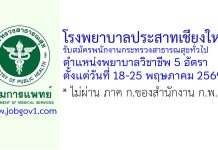 โรงพยาบาลประสาทเชียงใหม่ รับสมัครพนักงานกระทรวงสาธารณสุขทั่วไป ตำแหน่งพยาบาลวิชาชีพ 5 อัตรา