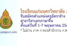 โรงเรียนแก่นนครวิทยาลัย 2 รับสมัครตำแหน่งครูอัตราจ้าง สาขาวิชาเอกภาษาจีน