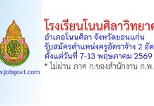 โรงเรียนโนนศิลาวิทยาคม รับสมัครตำแหน่งครูอัตราจ้าง 2 อัตรา