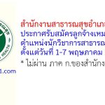 สำนักงานสาธารณสุขอำเภอเสริมงาม รับสมัครลูกจ้างเหมาบริการ ตำแหน่งนักวิชาการสาธารณสุข