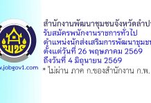 สำนักงานพัฒนาชุมชนจังหวัดลำปาง รับสมัครพนักงานราชการทั่วไป ตำแหน่งนักส่งเสริมการพัฒนาชุมชน