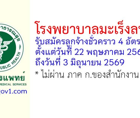 โรงพยาบาลมะเร็งลพบุรี รับสมัครลูกจ้างชั่วคราว 4 อัตรา