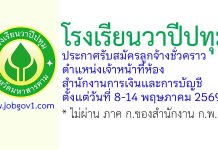 โรงเรียนวาปีปทุม รับสมัครลูกจ้างชั่วคราว ตำแหน่งเจ้าหน้าที่ห้องสำนักงานการเงินและการบัญชี