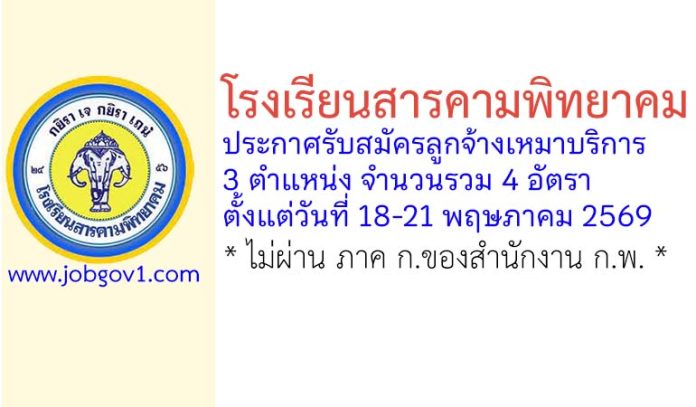โรงเรียนสารคามพิทยาคม รับสมัครลูกจ้างเหมาบริการ 4 อัตรา