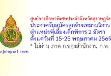 ศูนย์การศึกษาพิเศษประจำจังหวัดสุราษฎร์ธานี รับสมัครลูกจ้างเหมาบริการ ตำแหน่งพี่เลี้ยงเด็กพิการ 2 อัตรา
