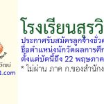โรงเรียนสุรวิวัฒน์ รับสมัครลูกจ้างชั่วคราว ตำแหน่งนักวัดผลการศึกษา