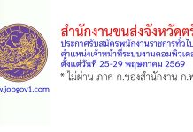 สำนักงานขนส่งจังหวัดตรัง รับสมัครพนักงานราชการทั่วไป ตำแหน่งเจ้าหน้าที่ระบบงานคอมพิวเตอร์