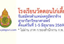 โรงเรียนวัดดอนไก่เตี้ย รับสมัครตำแหน่งครูอัตราจ้าง สาขาวิชาวิทยาศาสตร์