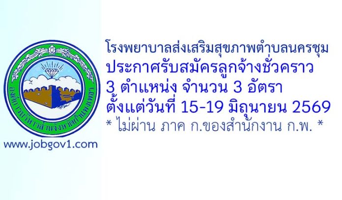 โรงพยาบาลส่งเสริมสุขภาพตำบลนครชุม รับสมัครลูกจ้างชั่วคราว 3 อัตรา