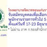 โรงพยาบาลจิตเวชขอนแก่นราชนครินทร์ รับสมัครบุคคลเพื่อเลือกสรรเป็นพนักงานราชการทั่วไป 5 อัตรา