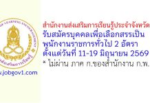 สำนักงานส่งเสริมการเรียนรู้ประจำจังหวัดน่าน รับสมัครบุคคลเพื่อเลือกสรรเป็นพนักงานราชการทั่วไป 2 อัตรา