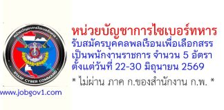 หน่วยบัญชาการไซเบอร์ทหาร รับสมัครบุคคลพลเรือนเพื่อเลือกสรรเป็นพนักงานราชการ 5 อัตรา