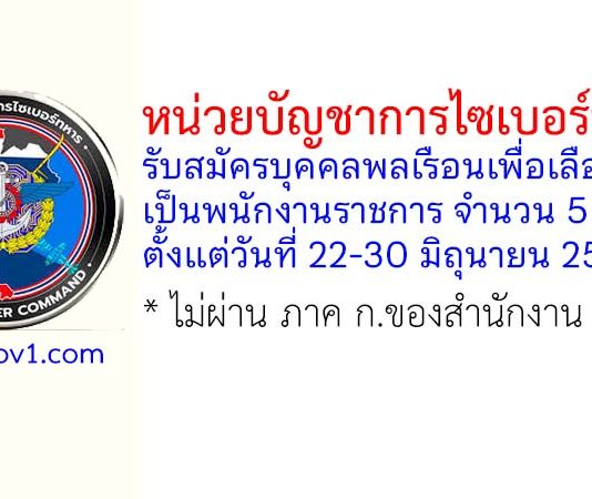หน่วยบัญชาการไซเบอร์ทหาร รับสมัครบุคคลพลเรือนเพื่อเลือกสรรเป็นพนักงานราชการ 5 อัตรา
