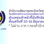 สำนักงานพัฒนาชุมชนจังหวัดสุราษฎร์ธานี รับสมัครพนักงานกองทุนพัฒนาบทบาทสตรี ตำแหน่งเจ้าหน้าที่บันทึกข้อมูล
