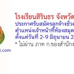 โรงเรียนสิรินธร จังหวัดสุรินทร์ รับสมัครลูกจ้างชั่วคราว ตำแหน่งเจ้าหน้าที่ห้องสมุด
