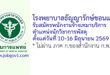 โรงพยาบาลธัญญารักษ์ขอนแก่น รับสมัครพนักงานจ้างเหมาบริการ ตำแหน่งนักวิชาการพัสดุ
