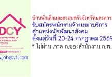 บ้านพักเด็กและครอบครัวจังหวัดนครสวรรค์ รับสมัครพนักงานจ้างเหมาบริการ ตำแหน่งนักพัฒนาสังคม