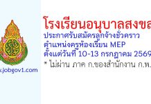 โรงเรียนอนุบาลสงขลา รับสมัครลูกจ้างชั่วคราว ตำแหน่งครูห้องเรียน MEP