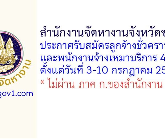 สำนักงานจัดหางานจังหวัดชลบุรี รับสมัครลูกจ้างชั่วคราว และพนักงานจ้างเหมาบริการ 4 อัตรา