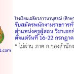 โรงเรียนเฉลียวภาวนานุสรณ์ (ศึกษาพิเศษชลบุรี) รับสมัครพนักงานราชการทั่วไป ตำแหน่งครูผู้สอน วิชาเอกทั่วไป