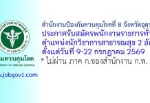 สำนักงานป้องกันควบคุมโรคที่ 8 จังหวัดอุดรธานี รับสมัครพนักงานราชการทั่วไป ตำแหน่งนักวิชาการสาธารณสุข 2 อัตรา
