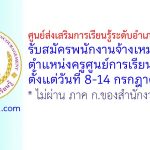 ศูนย์ส่งเสริมการเรียนรู้ระดับอำเภอห้วยแถลง รับสมัครพนักงานจ้างเหมาบริการ ตำแหน่งครูศูนย์การเรียนชุมชน