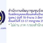 สํานักงานพัฒนาชุมชนจังหวัดลพบุรี รับสมัครบุคคลเพื่อแต่งตั้งเป็นอาสาพัฒนา (อสพ.) รุ่นที่ 78 จำนวน 3 อัตรา