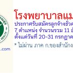 โรงพยาบาลแม่สอด รับสมัครลูกจ้างชั่วคราว 11 อัตรา