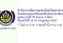 สำนักงานพัฒนาชุมชนจังหวัดมหาสารคาม รับสมัครบุคคลเพื่อแต่งตั้งเป็นอาสาพัฒนา (อสพ.) รุ่นที่ 78 จำนวน 3 อัตรา
