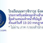 โรงเรียนมหาวชิราวุธ จังหวัดสงขลา รับสมัครลูกจ้างชั่วคราว ตำแหน่งเจ้าหน้าที่บัญชี