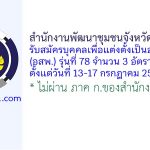 สำนักงานพัฒนาชุมชนจังหวัดนครสวรรค์ รับสมัครบุคคลเพื่อแต่งตั้งเป็นอาสาพัฒนา (อสพ.) รุ่นที่ 78 จำนวน 3 อัตรา