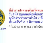 ที่ทำการปกครองจังหวัดหนองบัวลำภู รับสมัครบุคคลเพื่อเลือกสรรเป็นพนักงานราชการทั่วไป 2 อัตรา