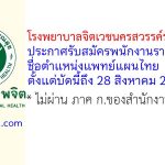 โรงพยาบาลจิตเวชนครสวรรค์ราชนครินทร์ รับสมัครพนักงานราชการทั่วไป ตำแหน่งแพทย์แผนไทย